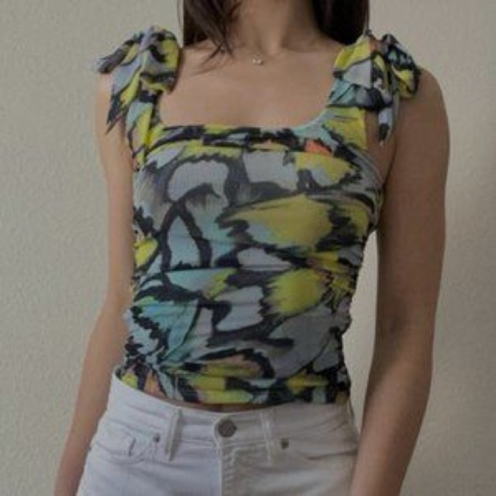 Free People Avenue Print Tank Top | Mint Combo | Size XL